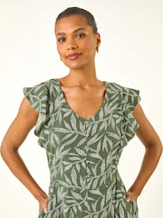 Roman Green Leaf Print Linen Mix Playsuit - Image 4 of 5