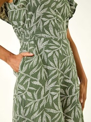 Roman Green Leaf Print Linen Mix Playsuit - Image 5 of 5