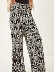 Roman Black Crinkle Print Tie Detail Trousers - Image 4 of 5