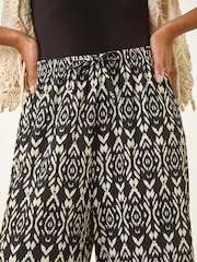 Roman Black Crinkle Print Tie Detail Trousers - Image 5 of 5