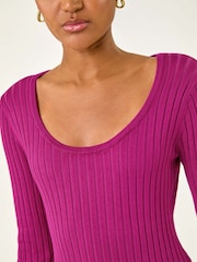 Roman Purple Scoop Neck Ribbed Knit Jumper - Image 5 of 5
