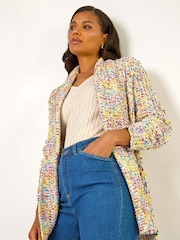 Roman Cream Soft Knit Nep Longline Cardigan - Image 1 of 5
