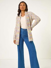 Roman Cream Soft Knit Nep Longline Cardigan - Image 2 of 5