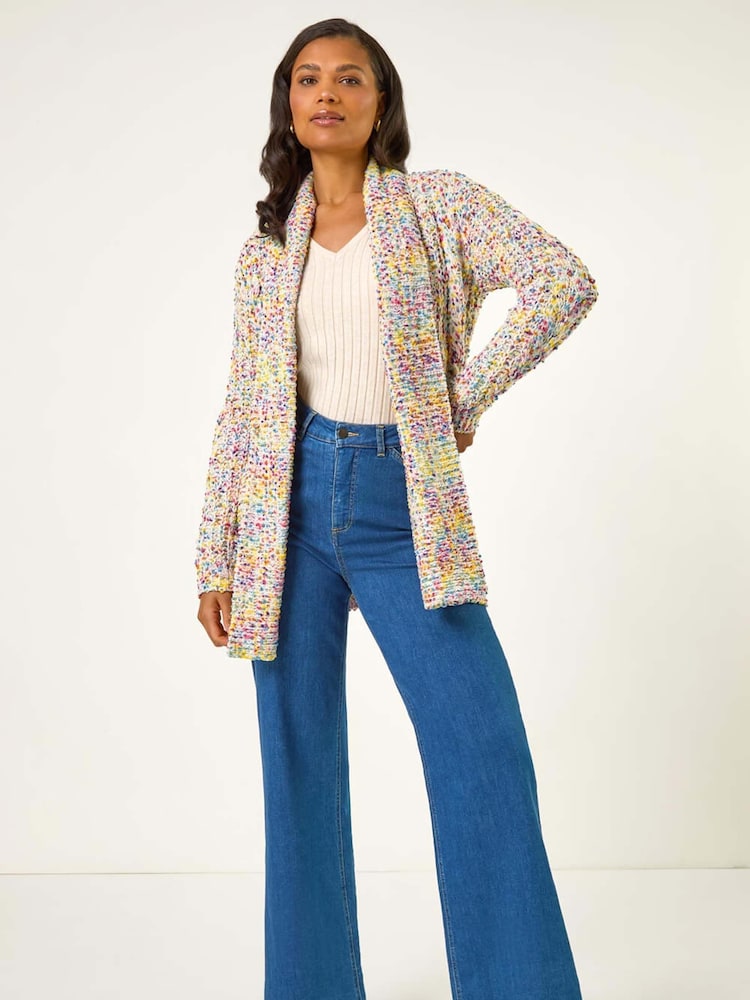 Roman Cream Soft Knit Nep Longline Cardigan - Image 2 of 5