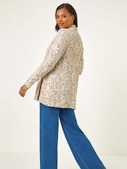 Roman Cream Soft Knit Nep Longline Cardigan - Image 3 of 5
