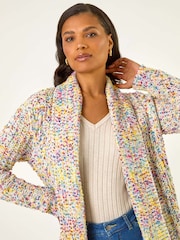 Roman Cream Soft Knit Nep Longline Cardigan - Image 4 of 5