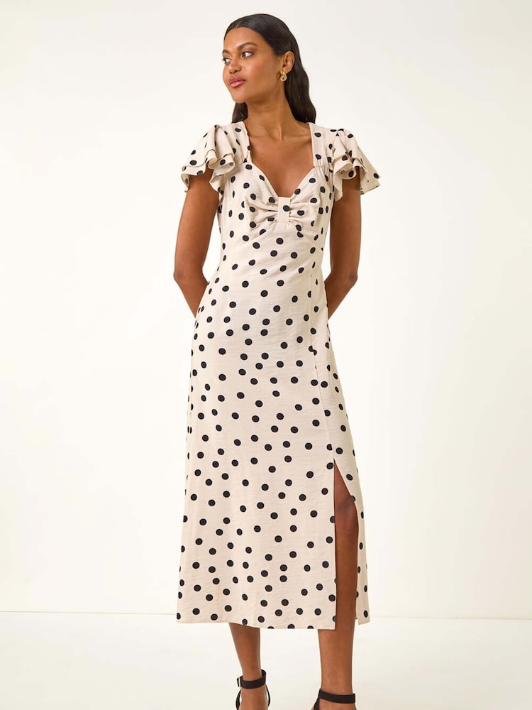 Roman White Spot Print Sweetheart Midi Dress - Image 2 of 5