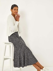 Roman Grey Animal Print Panelled Skirt - Image 1 of 5