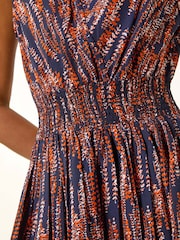 Roman Red Leaf Print Wrap Midi Dress - Image 5 of 5