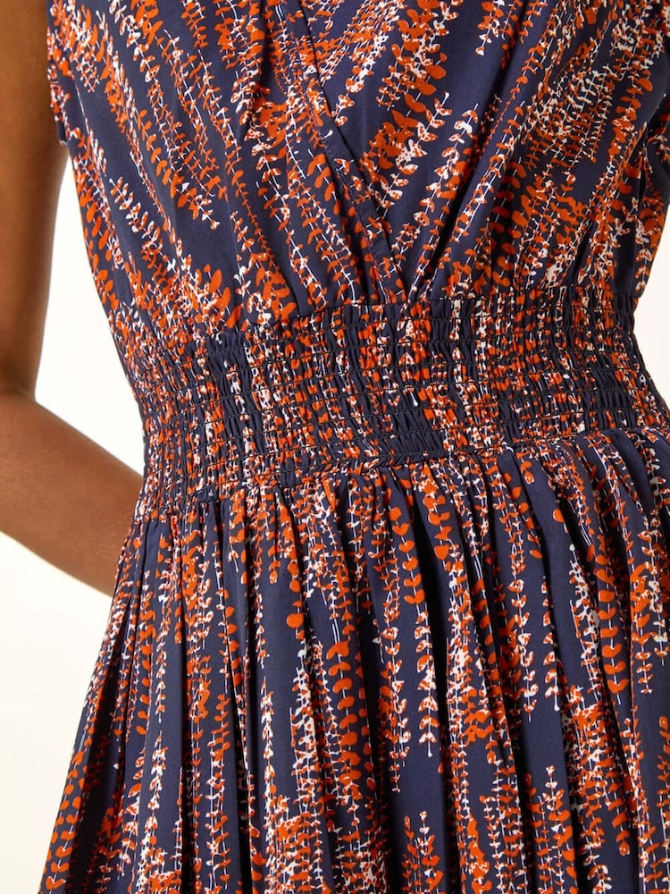 Roman Red Leaf Print Wrap Midi Dress - Image 5 of 5