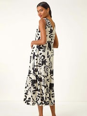 Vestido Midi abstrato romano em camadas - Imagem 3 de 5