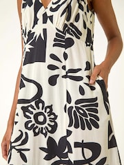 Vestido Midi abstrato romano em camadas - Imagem 5 de 5