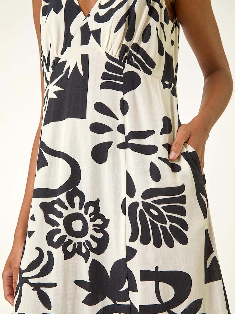 Vestido Midi abstrato romano em camadas - Imagem 5 de 5