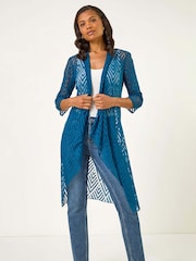 Coberturas de quimono Roman Mesh Burnout Longline - Imagem 4 de 5