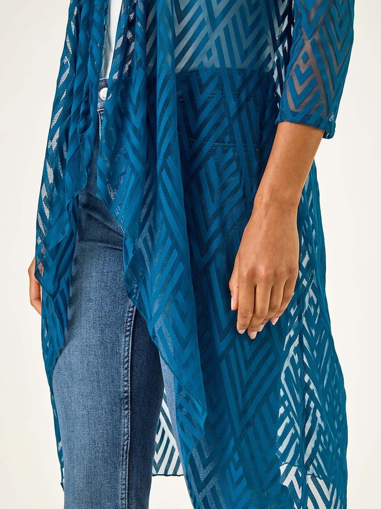 Coberturas de quimono Roman Mesh Burnout Longline - Imagem 5 de 5