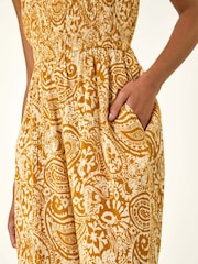 Roman Yellow Paisley Print Cropped Jumpsuit - Image 5 of 5