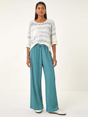 Roman Blue Crinkle Texture Tie Front Trousers - Image 2 of 5