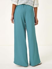 Roman Blue Crinkle Texture Tie Front Trousers - Image 3 of 5