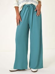 Roman Blue Crinkle Texture Tie Front Trousers - Image 4 of 5