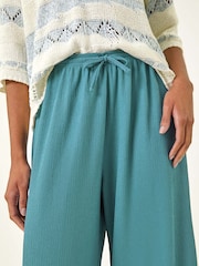 Roman Blue Crinkle Texture Tie Front Trousers - Image 5 of 5