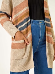 Roman Natural Stripe Knit Longline Cardigan - Image 4 of 5