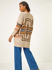 Roman Natural Stripe Knit Longline Cardigan - Image 5 of 5