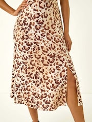 Castanho - Vestido midi Roman com Animal Print e amarração frontal - Imagem 5 de 5