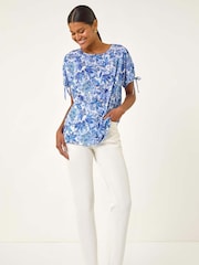 Roman Blue Printed Tie Sleeve T-Shirt - Image 3 of 5