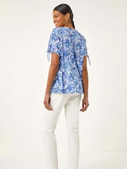 Roman Blue Printed Tie Sleeve T-Shirt - Image 4 of 5