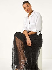 Roman Black Textured Mesh Skirt - Image 2 of 5