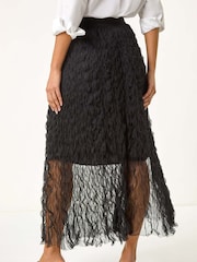 Roman Black Textured Mesh Skirt - Image 4 of 5