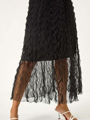 Roman Black Textured Mesh Skirt - Image 5 of 5