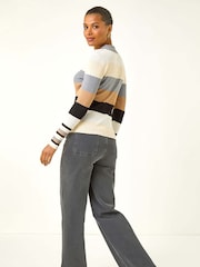 Roman White Stripe Collar Buttoned Knit Jumpers - Image 2 of 5