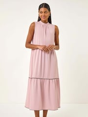 Roman Pink Tiered Swing Midi Dress - Image 2 of 5