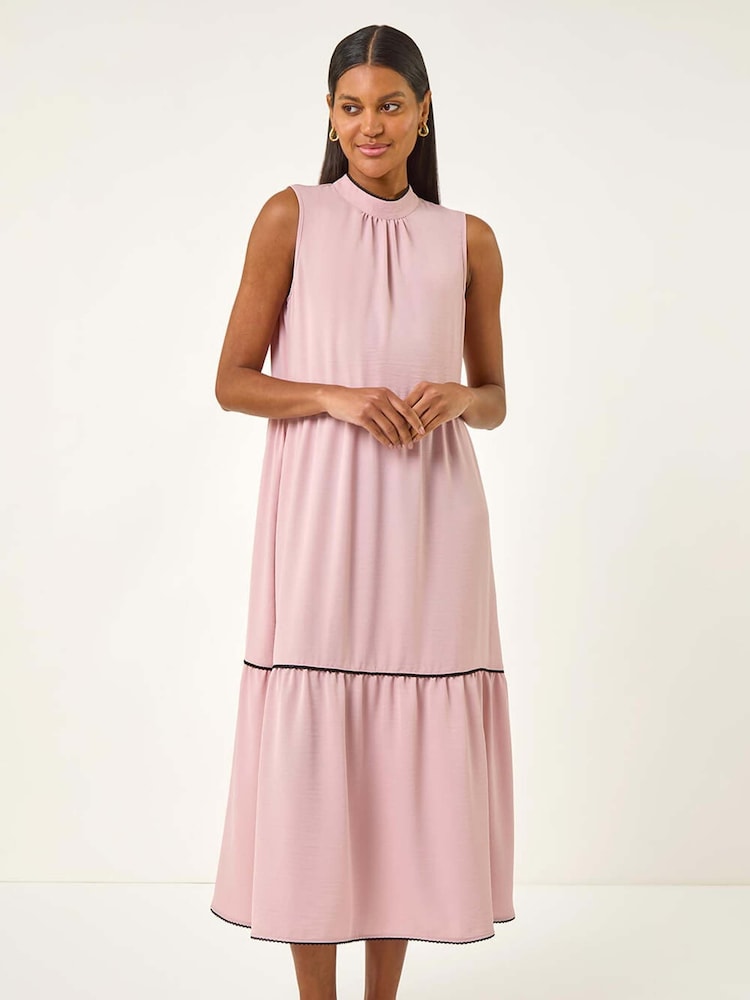 Roman Pink Tiered Swing Midi Dress - Image 2 of 5