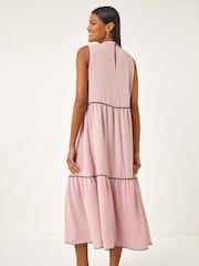 Roman Pink Tiered Swing Midi Dress - Image 3 of 5