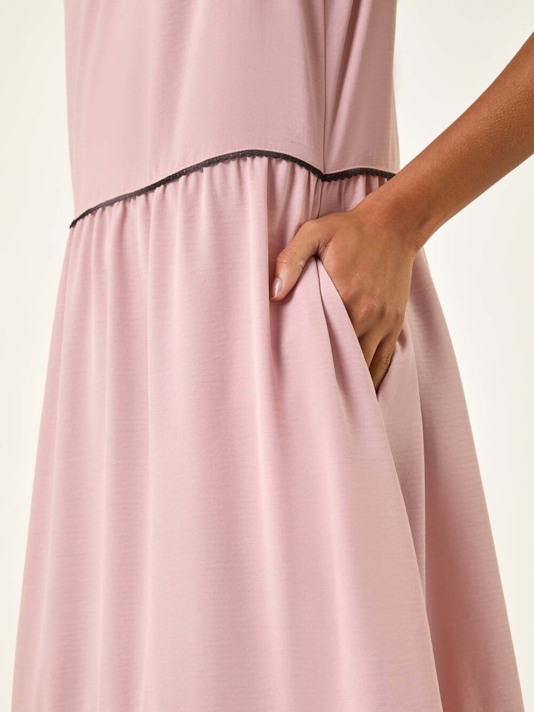 Roman Pink Tiered Swing Midi Dress - Image 5 of 5
