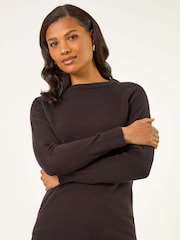 Roman Brown Plain Soft Crew Neck Jumper - Image 2 of 5
