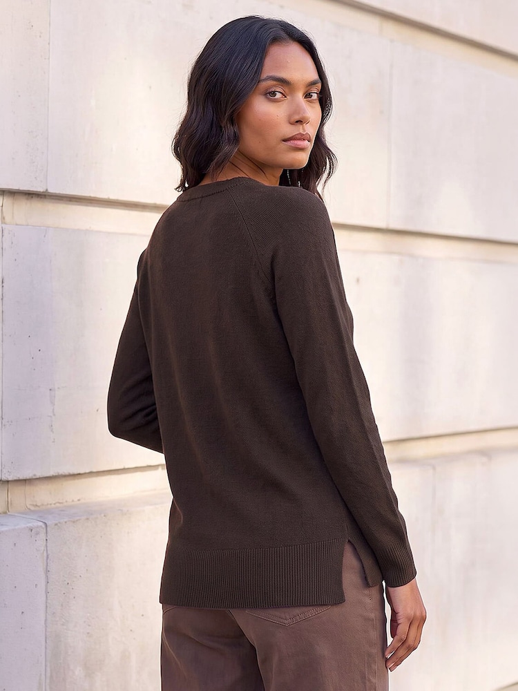 Roman Brown Plain Soft Crew Neck Jumper - Image 4 of 4 Roman Brown Plain Soft Crew Neck Jumper - Image 4 of 4