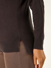 Roman Brown Plain Soft Crew Neck Jumper - Image 5 of 5