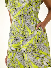 Roman Green Tropical Print Linen Mix Playsuit - Image 5 of 5