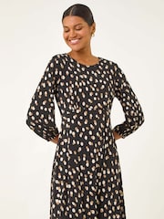Vestido elástico com estampa romana salpicada - Imagem 2 de 5