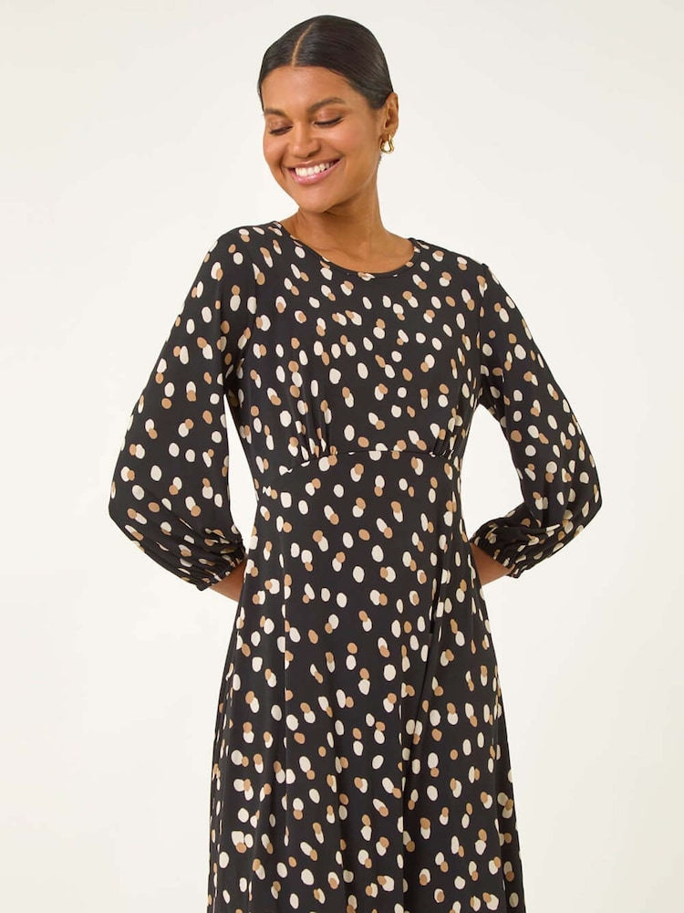 Vestido elástico com estampa romana salpicada - Imagem 2 de 5