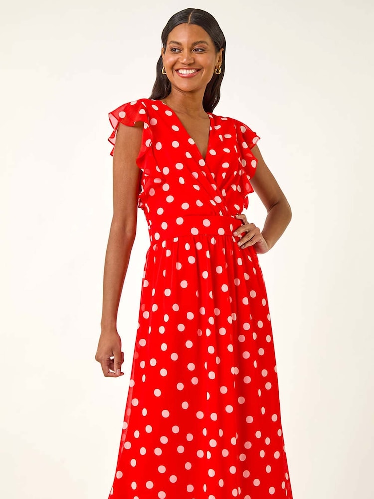 Vestido Roman Spot com babados, fit e Flare - Imagem 2 de 5