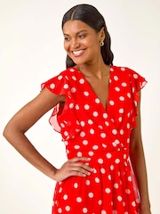 Vestido Roman Spot com babados, fit e Flare - Imagem 4 de 5