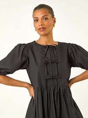 Roman Black Tie Front Smock Dress - Image 4 of 5