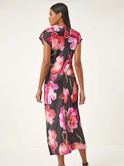 Vestido midi Roman com estampa floral e detalhe envolvente - Imagem 3 de 5
