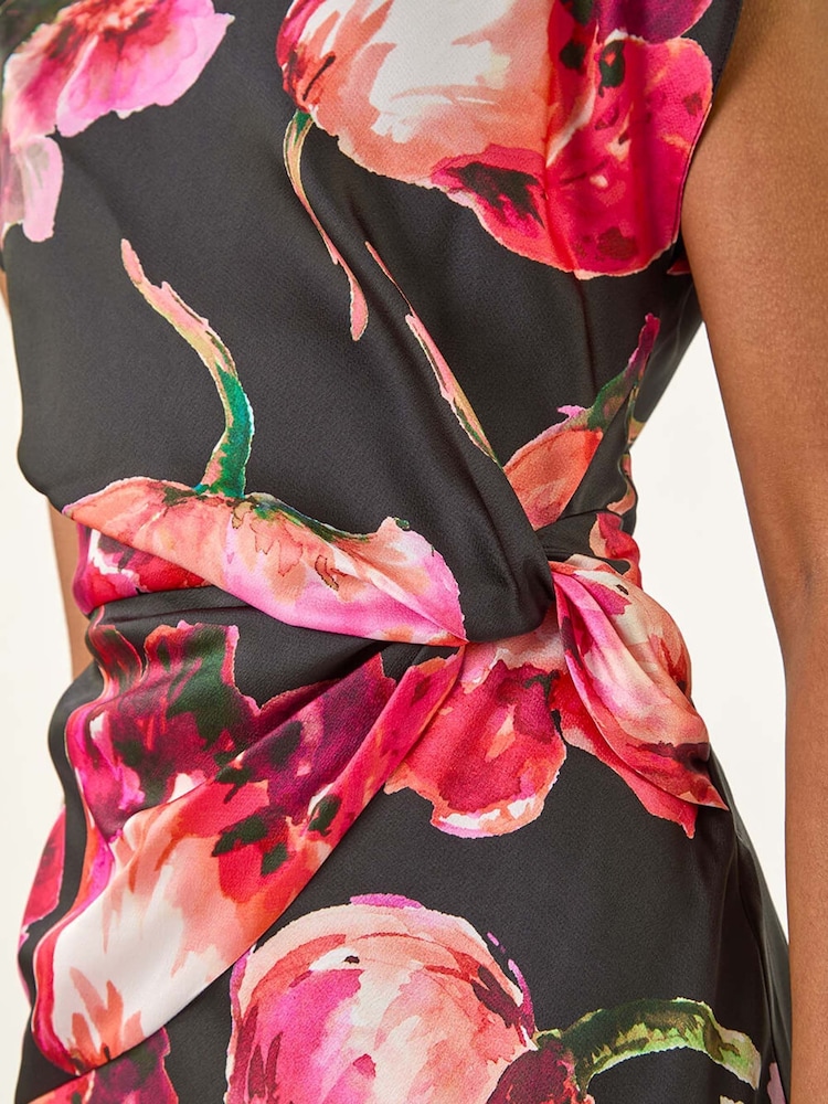 Vestido midi Roman com estampa floral e detalhe envolvente - Imagem 5 de 5