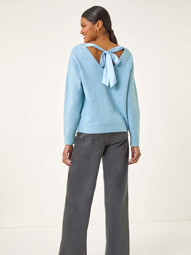 Roman Blue Ribbon Bow Tie Back Jumper - Image 2 of 5