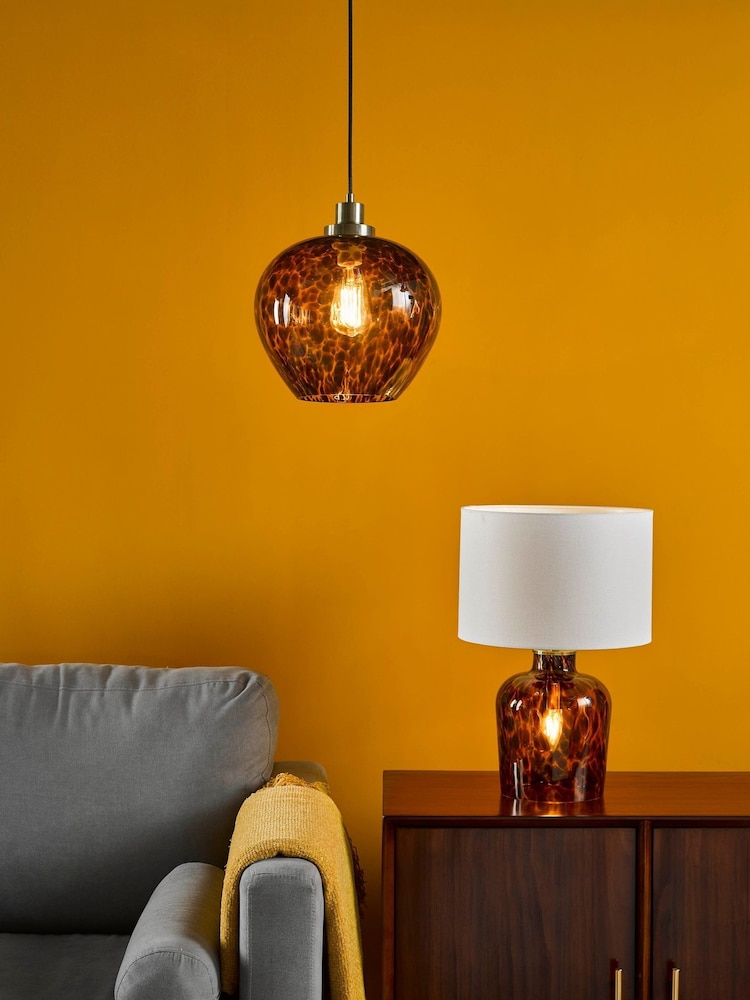Dar Lighting Amber Glass Leandra Table Lamp - Image 1 of 5